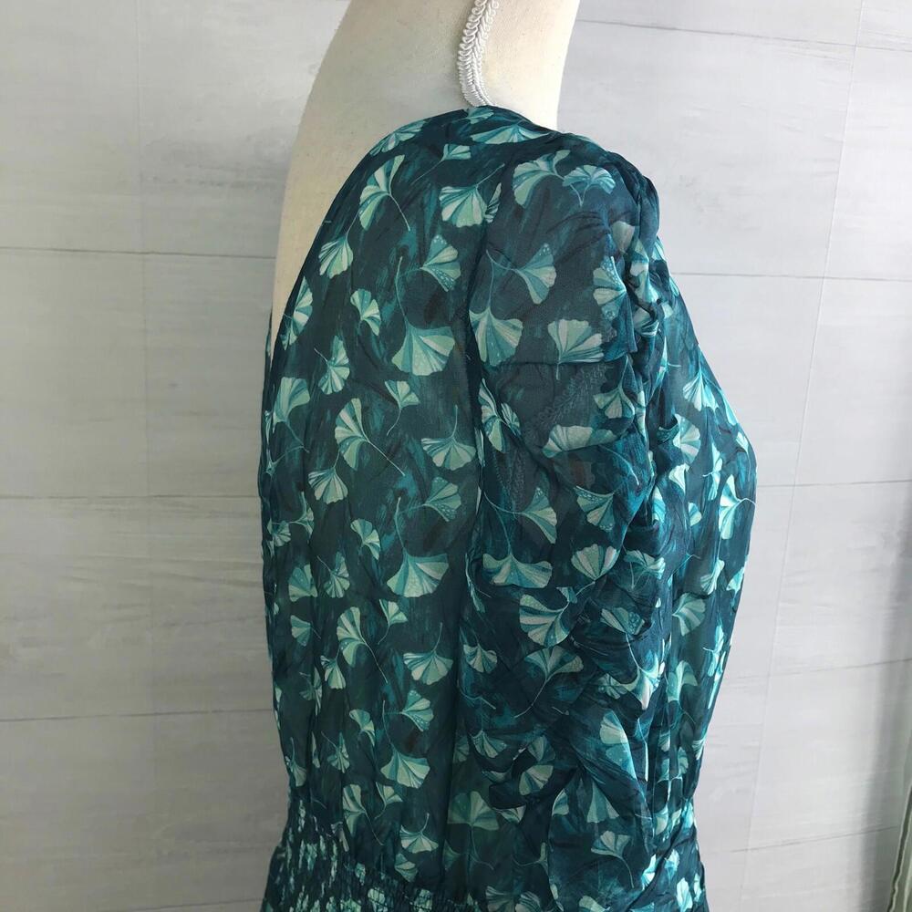 NWT Rachel Zoe - Green Gingko leaf print dress, L - Picture 4 of 9